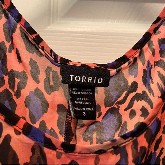 TORRID ELECTRIC VIBRANT LEOPARD Sheer Top 3X Cold Shoulder DANCE the Night away - Picture 2 of 5